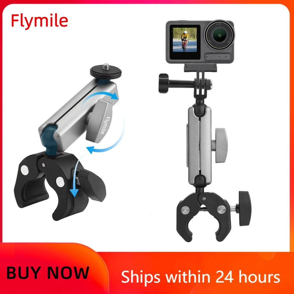 Flymile Bicycle Motorcycle Handlebar Mount Holder For Gopro Hero 8 7 6 5 4 Action Camera 360 Degree Adjustable Metal Bracket