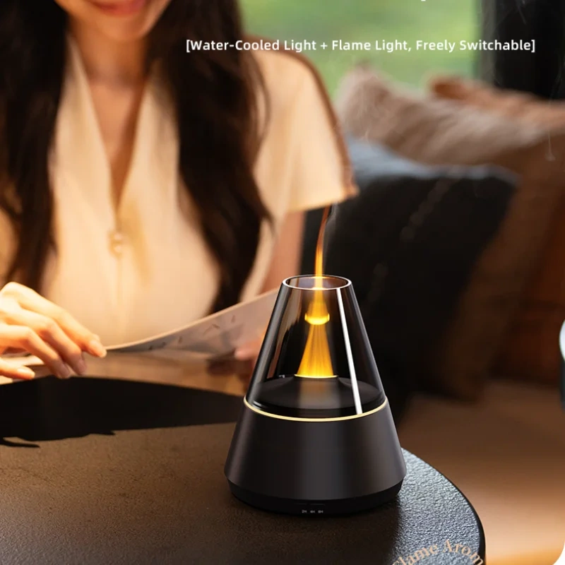A9 Flame Aromatherapy Humidifier USB Home Silent Ultrasonic Atomization Remote Control Atmosphere Light Essential Oil Humidifier