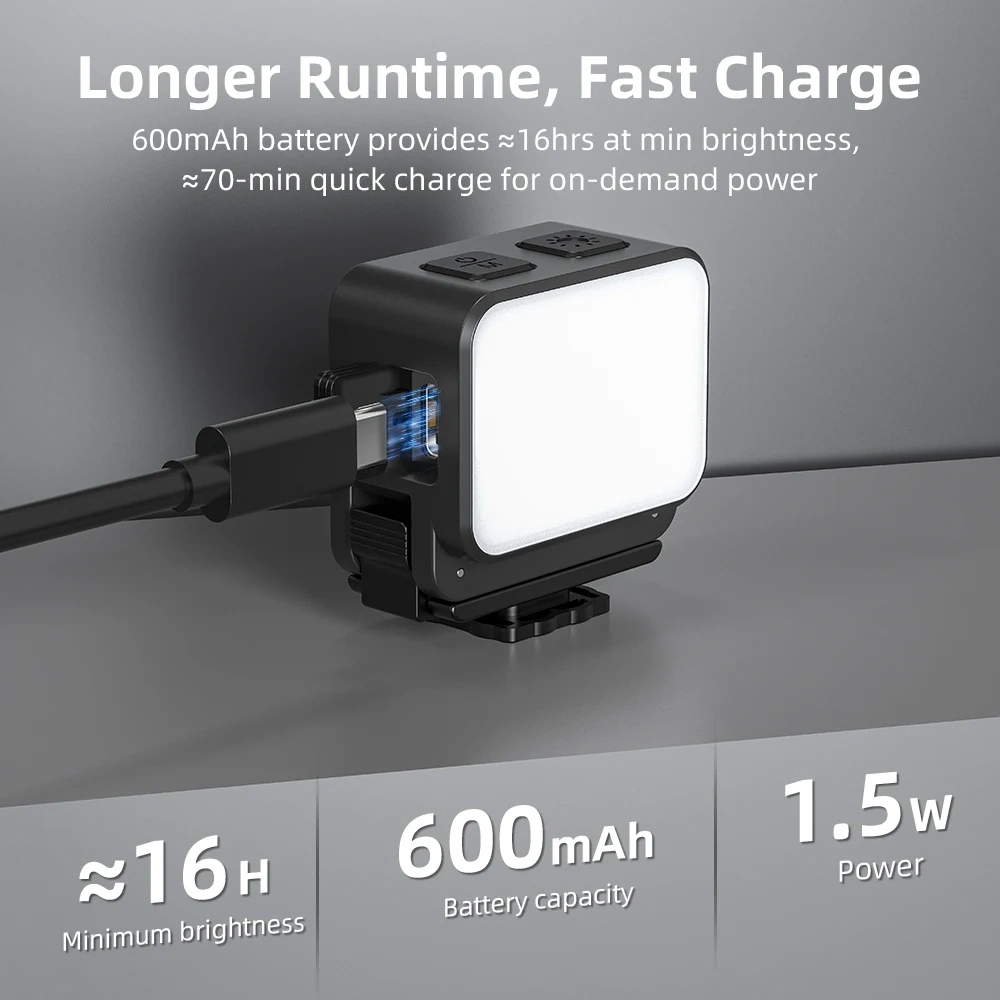 Flymile Video Light Portable Camera Lights 20 Beads for Photography Lighting Rechargeable for Gopro/DJI Action 5/Insta360