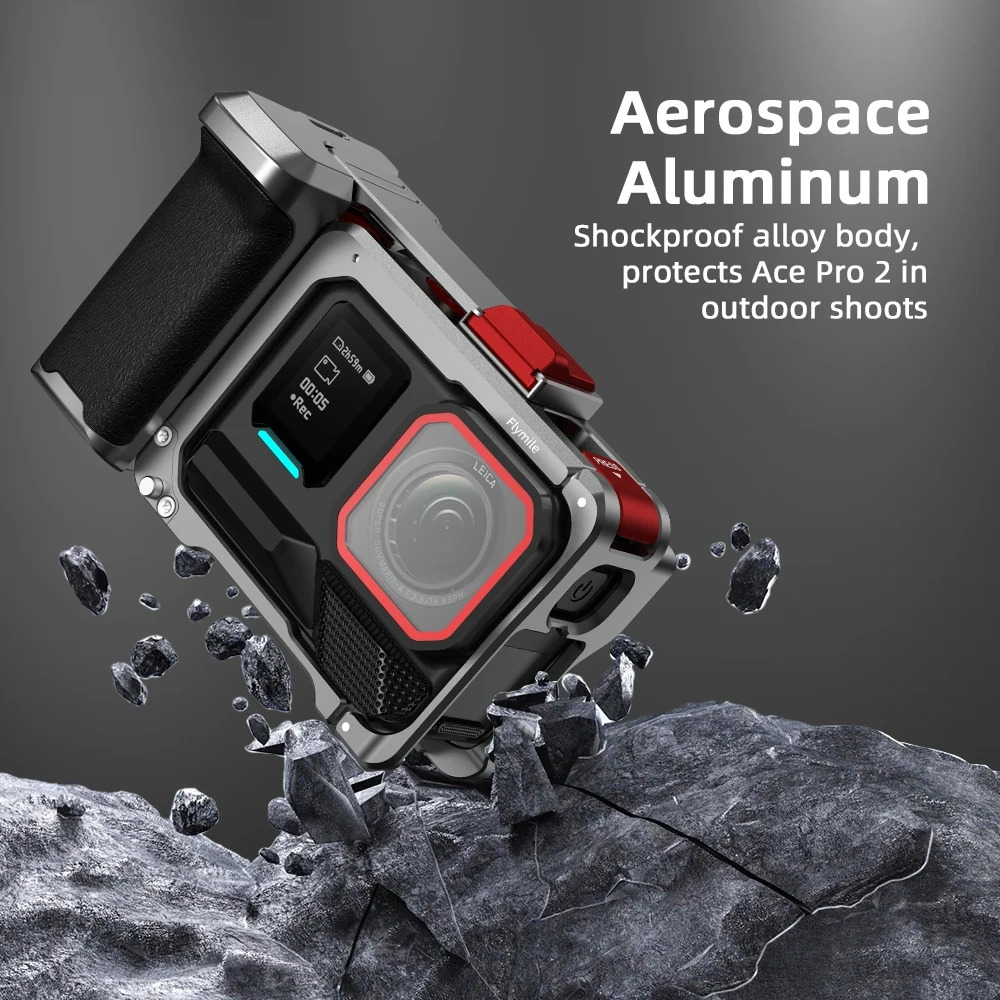 Xplorer Kti For Insta360 Ace/Ace Pro1/2 Metal Street Photo Vlog Grip Mount Metal Quick Release Rabbit Cage Ergonomic Design Grip