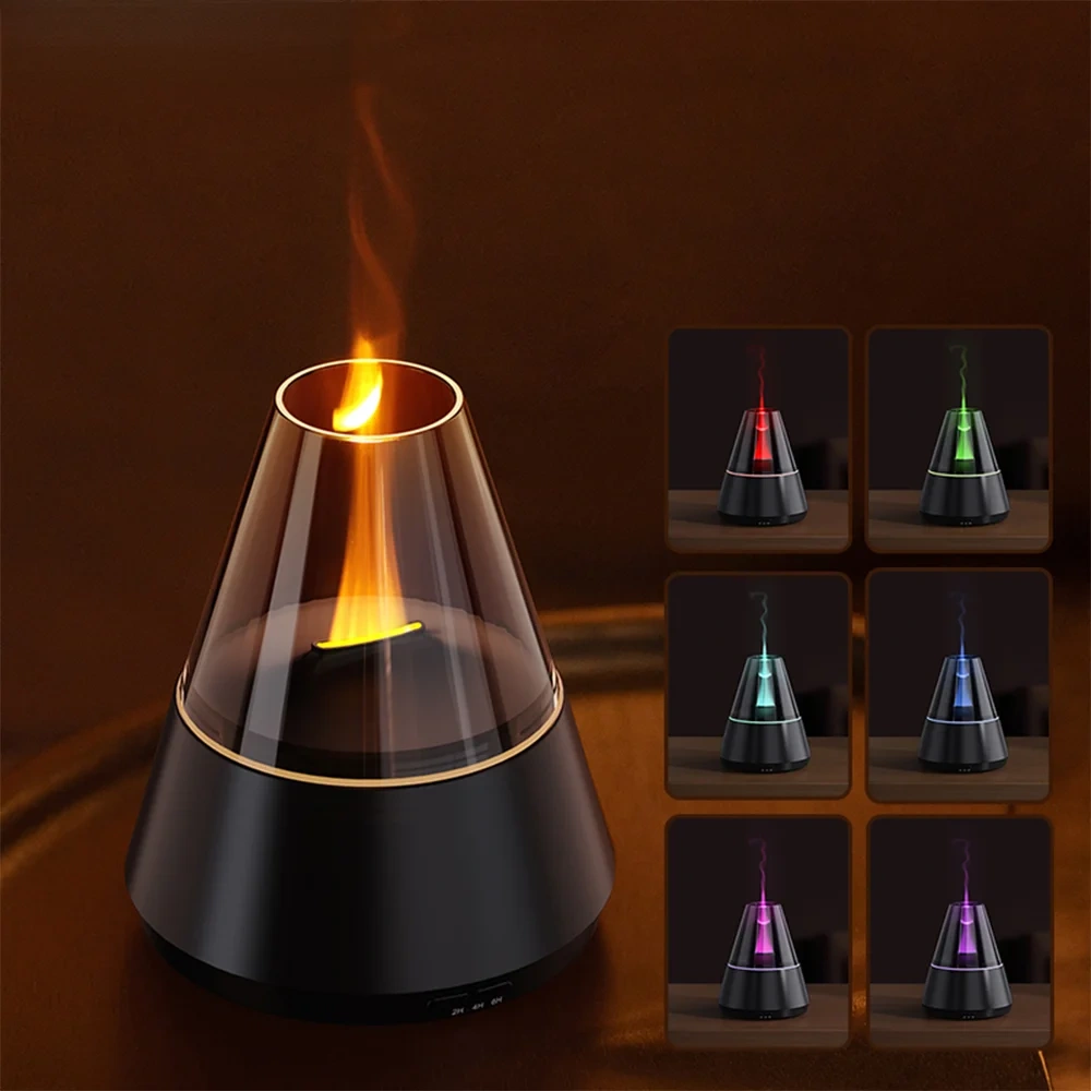 A9 Flame Aromatherapy Humidifier USB Home Silent Ultrasonic Atomization Remote Control Atmosphere Light Essential Oil Humidifier