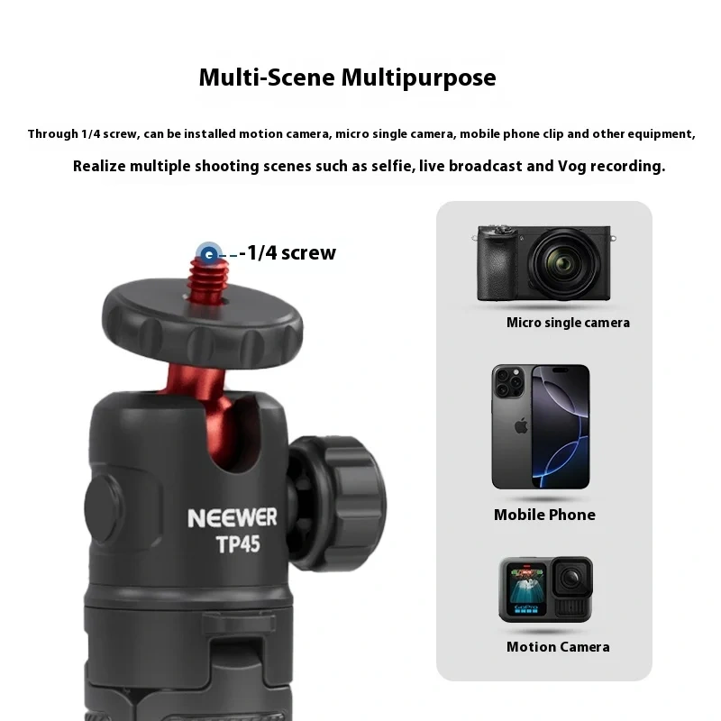 New NEEWER TP45 Tripod Portable Selfie Stick Custom Phone Tripod Stand For Smartphone Mirrorless Camera Sports Camera