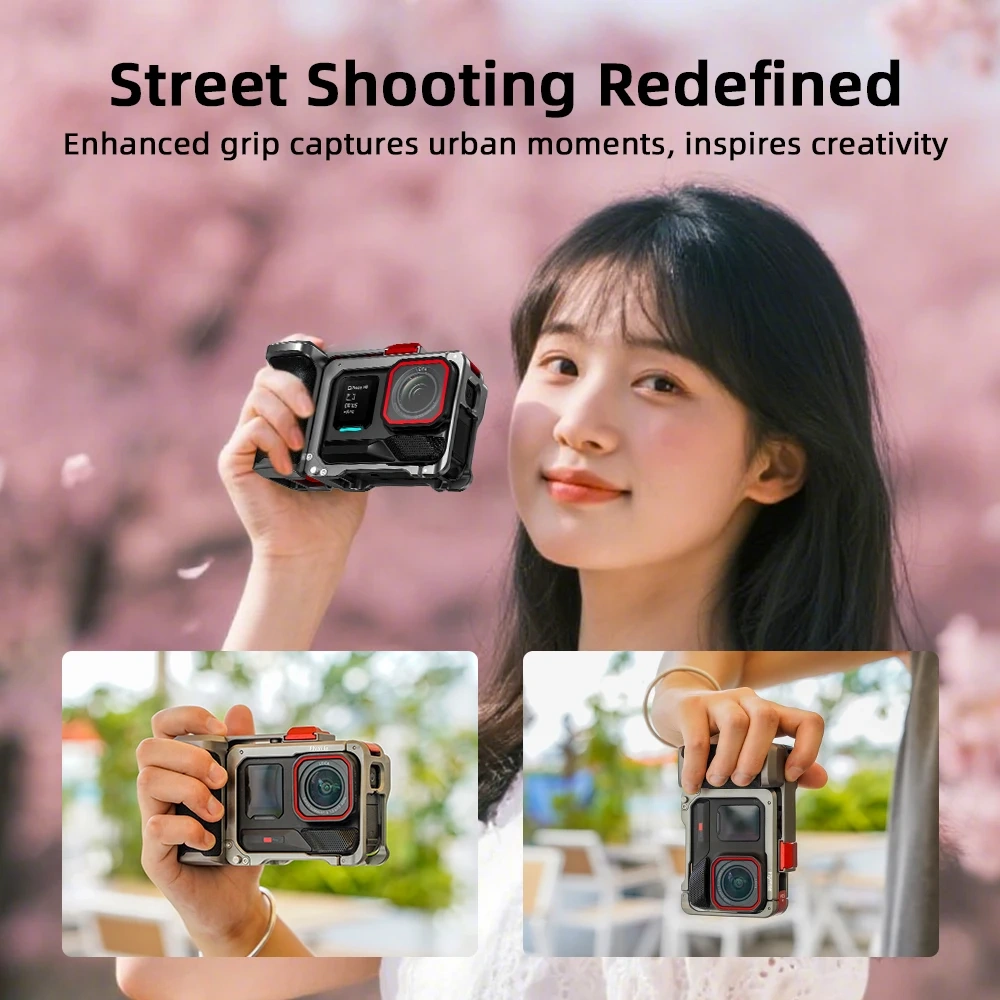 Xplorer Kti For Insta360 Ace/Ace Pro1/2 Metal Street Photo Vlog Grip Mount Metal Quick Release Rabbit Cage Ergonomic Design Grip