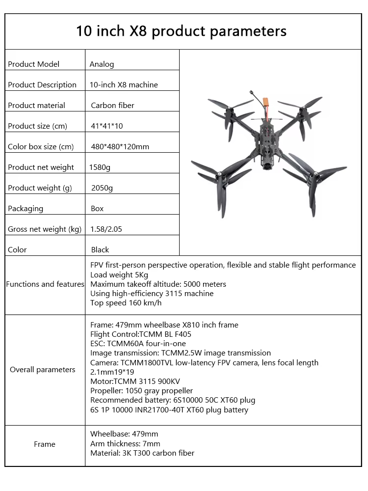 10 Inch X8- FPV Drone