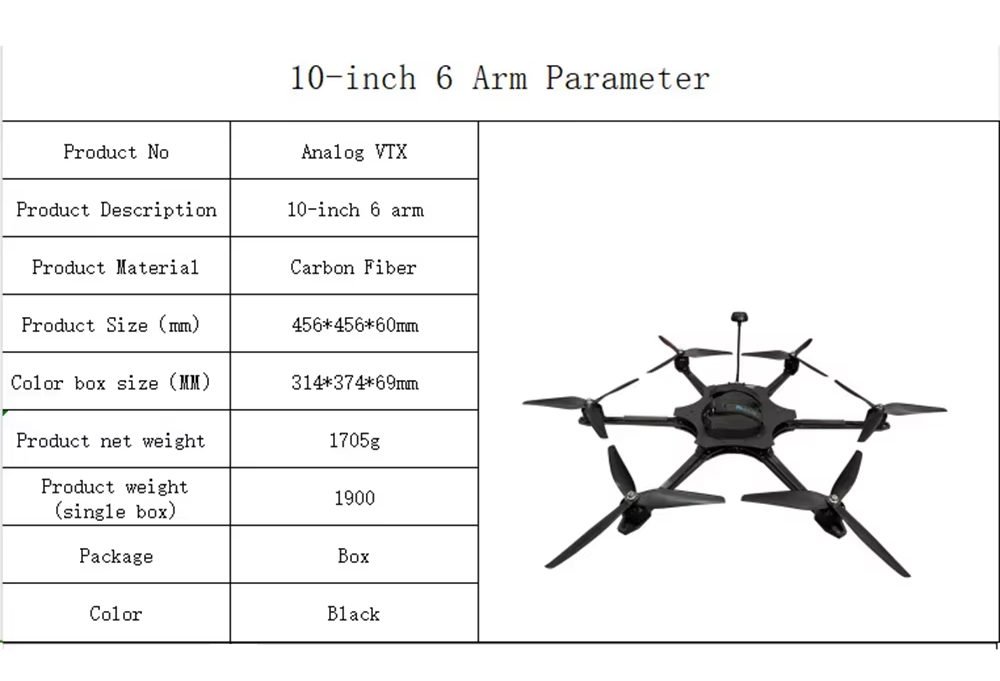 6 axis - FPV unmanned aerial vehicle parameter