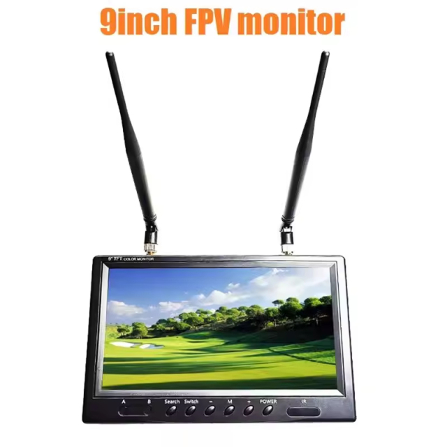 9 Inch 5.8G FPV Monitor LCD Screen 800X480 20Hz--20Khz Stereo Dual Receiver