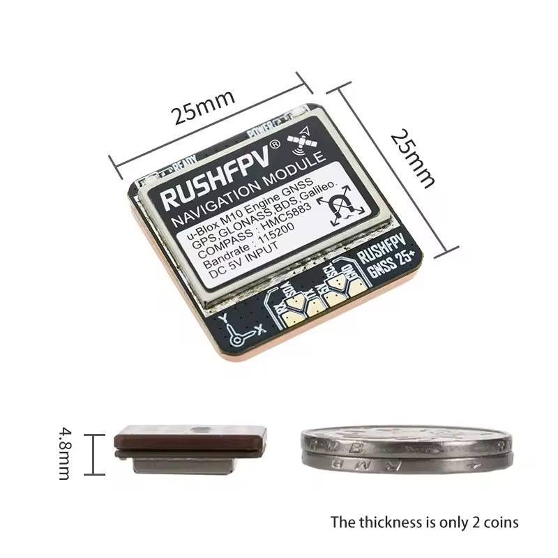 RUSHFPV GNSS Pro Mini Micro M10 GPS Module 10HZ Rate Built-in Ceramic Antenna