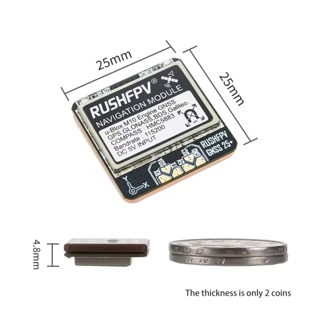 RUSHFPV GNSS Pro Mini Micro M10 GPS Module 10HZ Rate Built-in Ceramic Antenna
