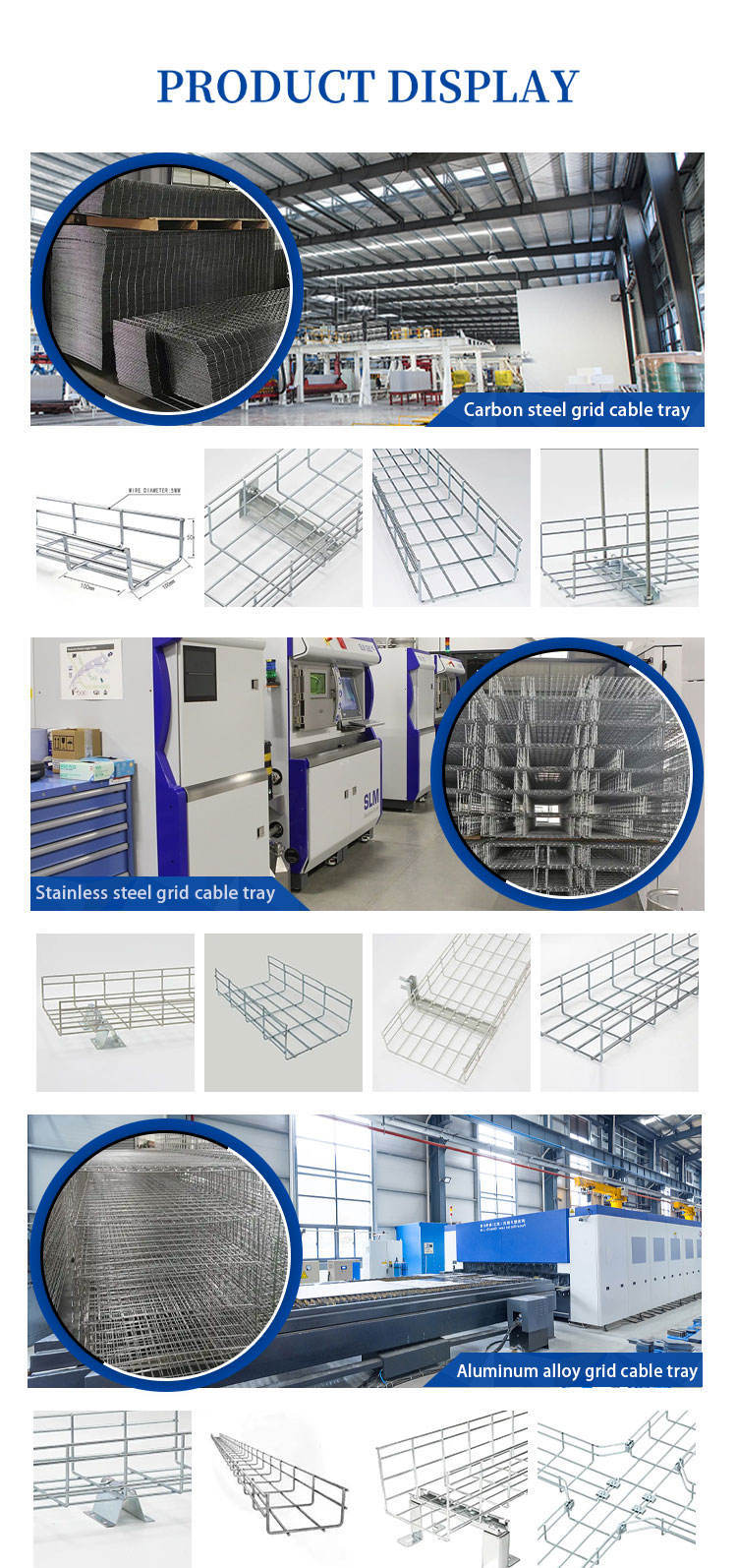 50mm100mm Customized Fireproof Metal Galvanized Surface Treatment Wire Mesh Basket Cable Tray