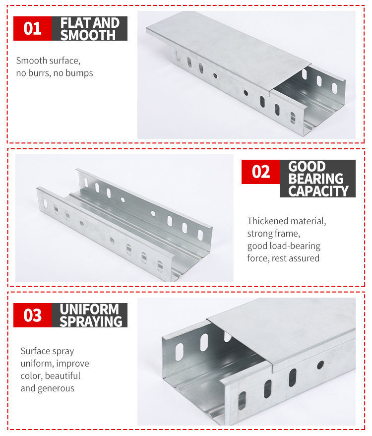 Fireproof Accessories Galvanised Cable Trunking Fittings Raceway Cable Channel with Cove