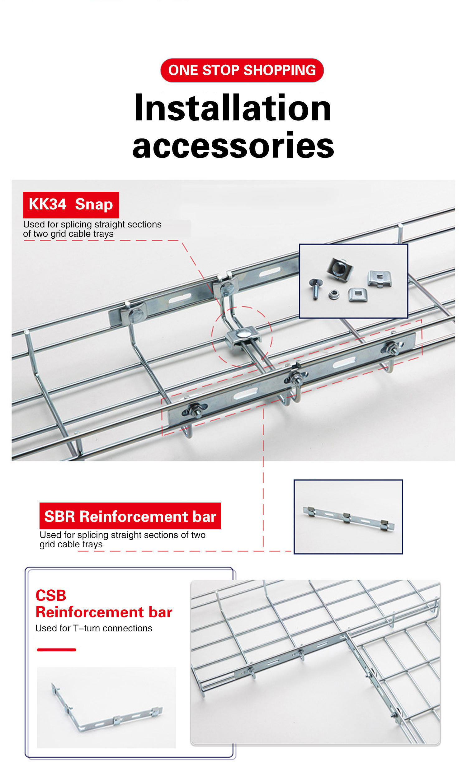 Stainless Steel Basket Bracket Wire Mesh Cable Bracket