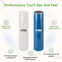 Low-Tacky UV DTF Film – Printable Transfer Film Solution for Paper Packaging Transfer industry Sticker Applications