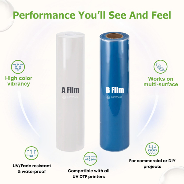 Low-Tacky UV DTF Film – Printable Transfer Film Solution for Paper Packaging Transfer industry Sticker Applications