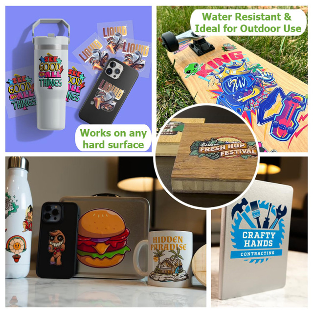UV DTF Adhesive Transfer AB Film Roll, Direct Print On Sticker for Glass Cups Ceramic Metal (Transparent Base)