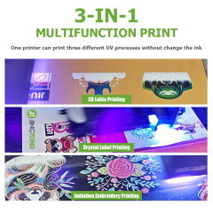 A3 Desktop UV DTF Printer for 3D Crystal Label & Embroidery Effect Printing