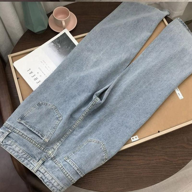 レディース デニムパンツ 着痩せ 夏 春 秋 ロング丈 カシュアル 体型カバー ゆったり 美脚 ポケット ズボン ボトムス 通勤 通学
