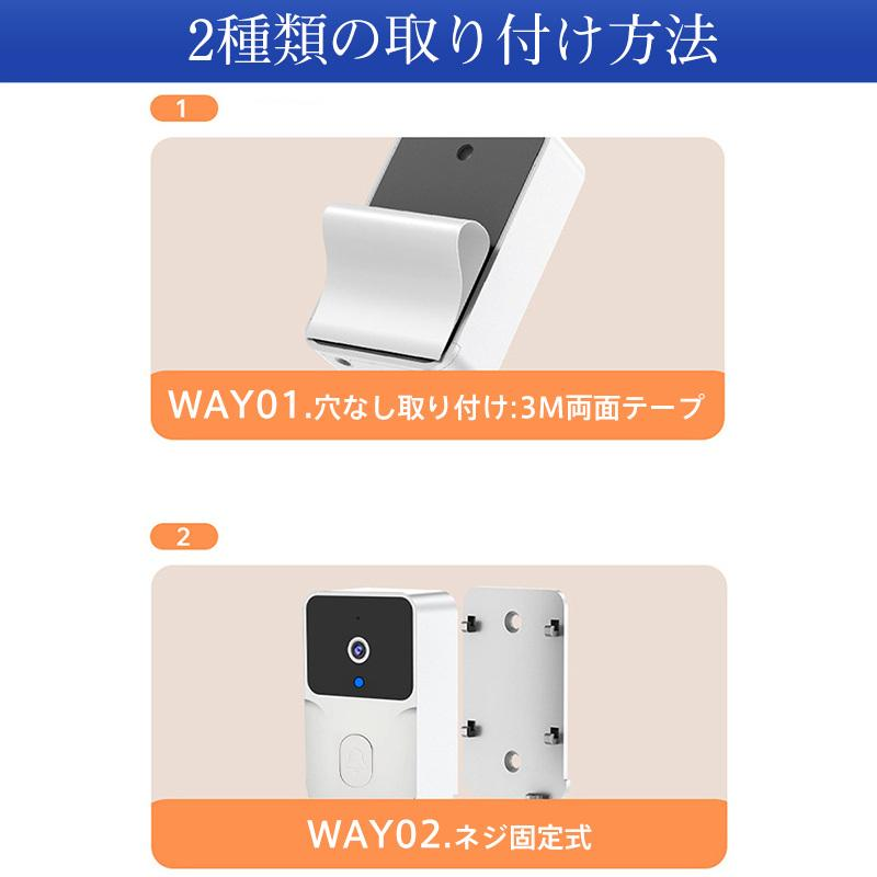 インターホン ワイヤレス テレビドアホン ドアベル ドアホン チャイム 録画機能 カメラ付き 工事不要 暗視 インターフォン 玄関 防犯カメラ 屋外 家庭用