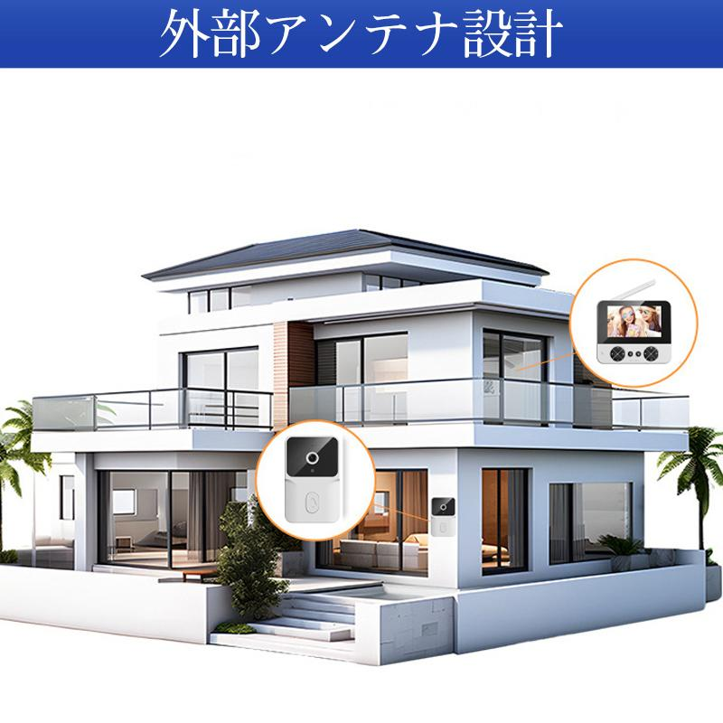 インターホン ワイヤレス テレビドアホン ドアベル ドアホン チャイム 録画機能 カメラ付き 工事不要 暗視 インターフォン 玄関 防犯カメラ 屋外 家庭用
