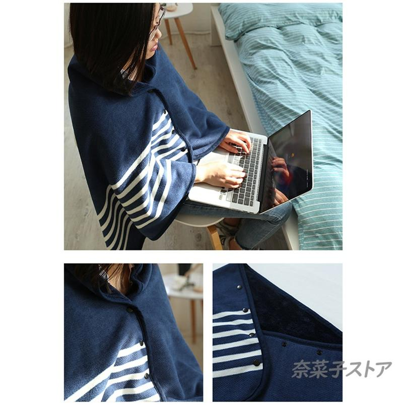 大判ブランケット ひざ掛け ポンチョ 裏起毛 ひざかけ 掛け布団 ブランケット フリース チェック柄 大判 羽織る 100×140cm 着る毛布