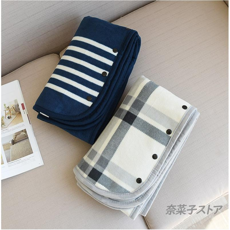 大判ブランケット ひざ掛け ポンチョ 裏起毛 ひざかけ 掛け布団 ブランケット フリース チェック柄 大判 羽織る 100×140cm 着る毛布