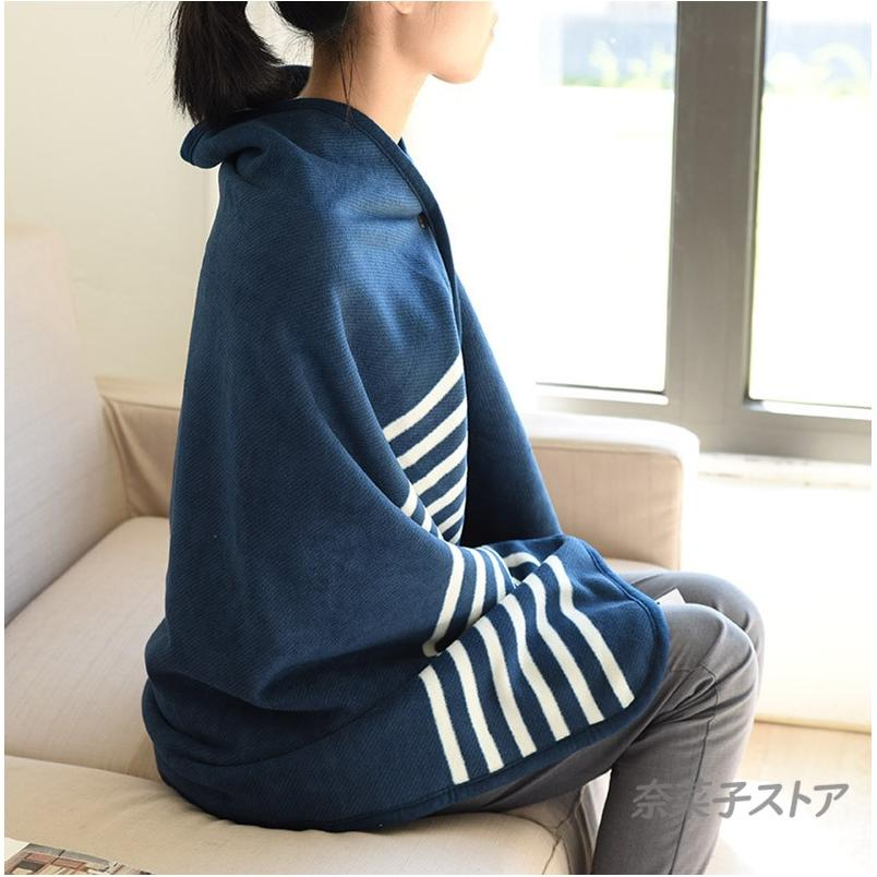 大判ブランケット ひざ掛け ポンチョ 裏起毛 ひざかけ 掛け布団 ブランケット フリース チェック柄 大判 羽織る 100×140cm 着る毛布