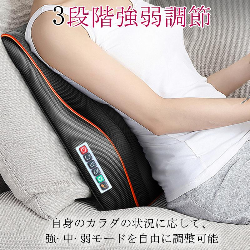 マッサージ器 多機能マッサージ枕 ネックマッサージャー 小型 温熱ヒーター 電熱 首 背中 肩 揉み玉 車載 家庭用