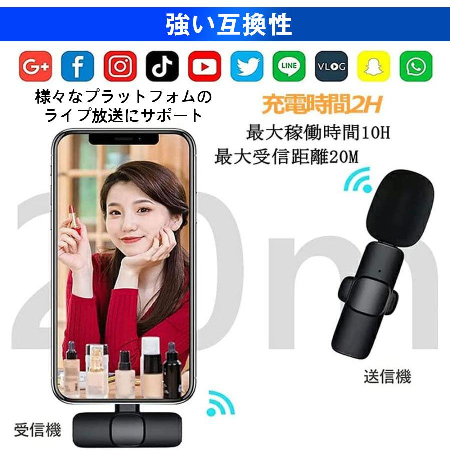 ピンマイク ワイヤレス 3TYPE iPhone Type-C Type-C&iPhone兼用 瞬時接続 無線マイク APP/Bluetooth不要 Youtube 配信 会議 授業 動画配信