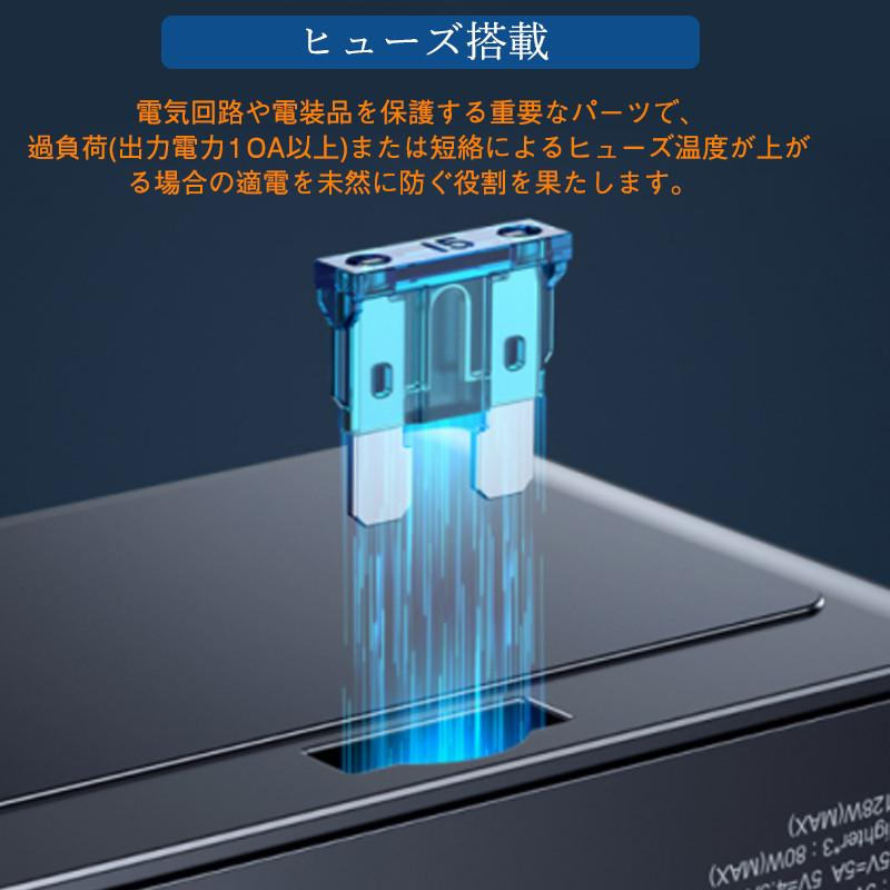 シガーソケット 3連 増設ソケット分配器 128W QC3.0急速充電 usbポート カーチャージャー 電源ソケット 7in1 12V/24V車兼用