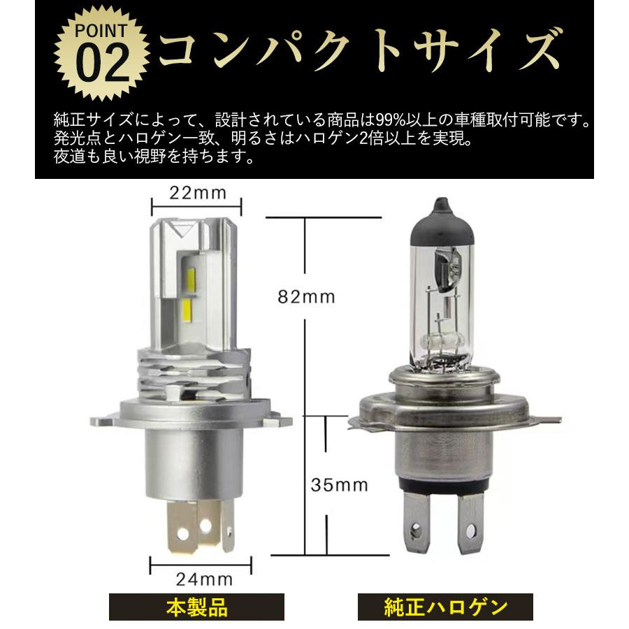 H4 ledバルブ LEDヘッドライト Hi/Lo切替 車/バイク用 16000lm DC12V/24V兼用 6500K 一体型 車検対応 明るい ヘッドライト 超高輝度 低消費