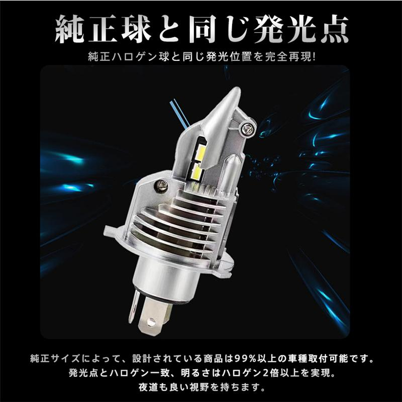 H4 LEDバルブ LED ヘッドライト 2個入 Hi/Lo切替 フォグランプ 超高輝度 車 バイク 6500K 16000lm 車検対応 防水仕様