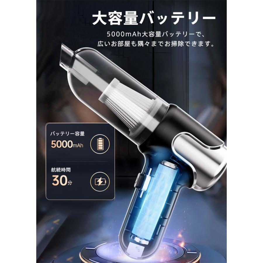 ハンディークリーナー 掃除機 コードレス サイクロン 32000pa 4WAY 強力吸引 超軽量 吹き付け 家庭用 車載 USB充電式 ダニ 静音