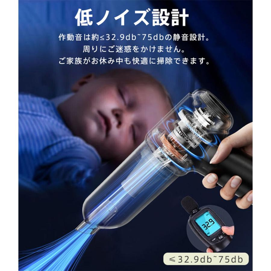 ハンディークリーナー 掃除機 コードレス サイクロン 32000pa 4WAY 強力吸引 超軽量 吹き付け 家庭用 車載 USB充電式 ダニ 静音