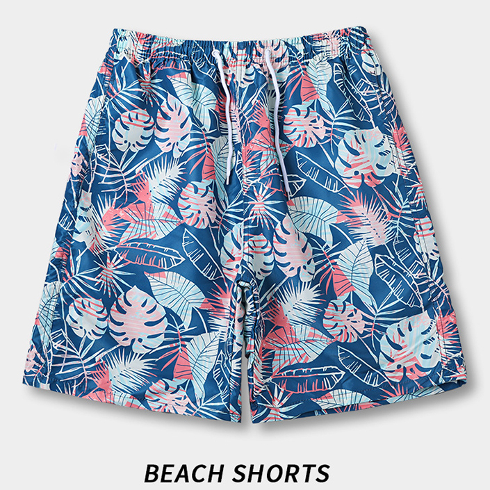 Tropical Print Beach Shorts for Men – Lightweight Summer Swim Trunks