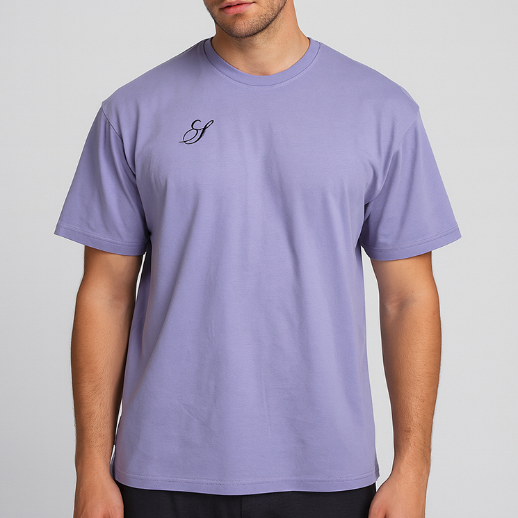 Custom Purple T-Shirt | Trendy & Comfortable Streetwear with Embroidered Logo
