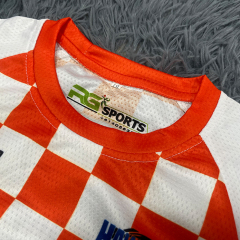 Custom Orange Checkered Men’s Soccer Jersey Set – Full Sublimation Printing