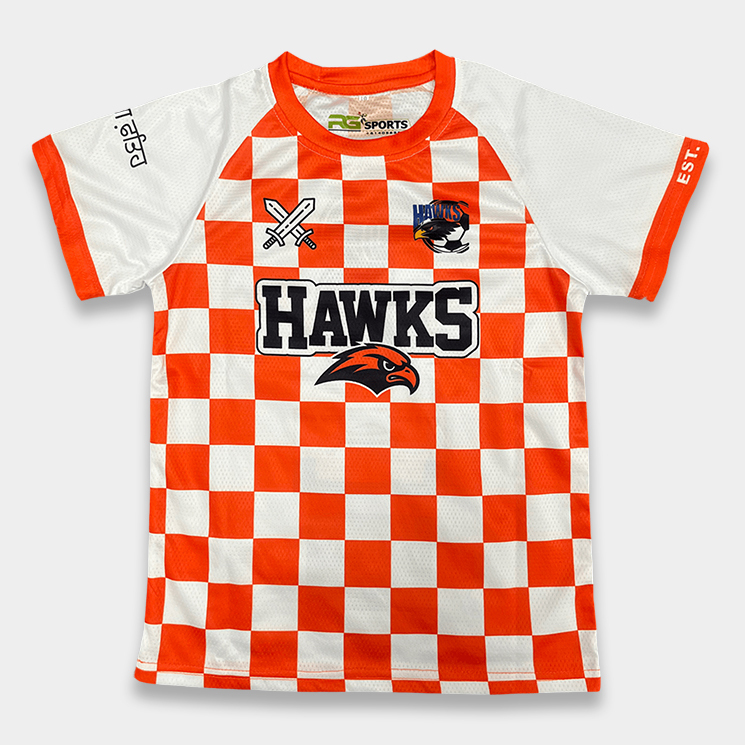 Custom Orange Checkered Men’s Soccer Jersey Set – Full Sublimation Printing