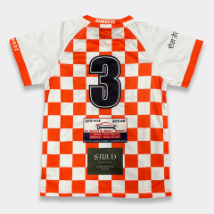Custom Orange Checkered Men’s Soccer Jersey Set – Full Sublimation Printing