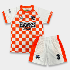 Custom Orange Checkered Men’s Soccer Jersey Set – Full Sublimation Printing