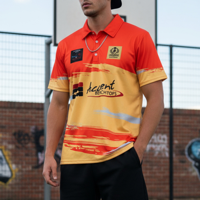 Custom Orange Polo Shirt for Men – Full Sublimation Sportswear