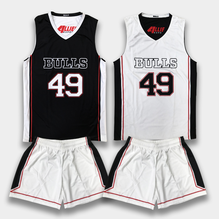 Custom Reversible Basketball Uniform Set – Black & White Full Sublimation Design