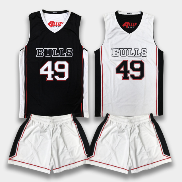 Custom Reversible Basketball Uniform Set – Black & White Full Sublimation Design