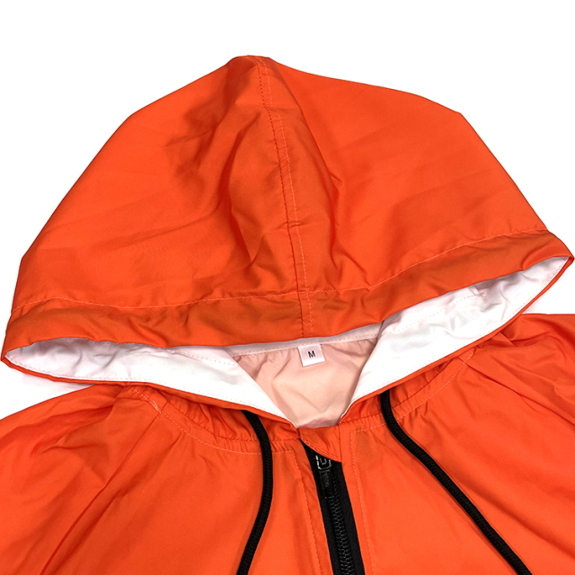 Custom Orange Zip-Up Windbreaker Hoodie – Lightweight Sports Jacket with Sublimation Print