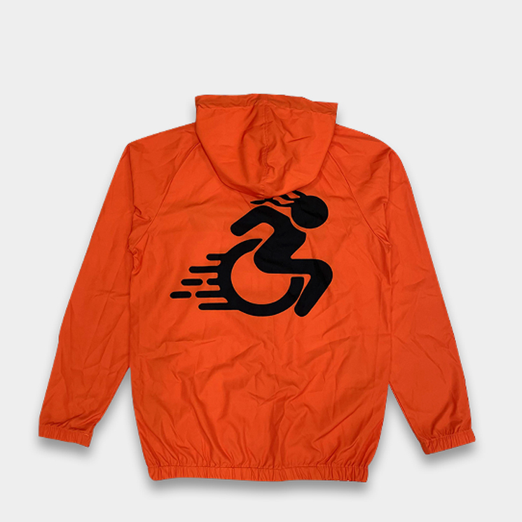 Custom Orange Zip-Up Windbreaker Hoodie – Lightweight Sports Jacket with Sublimation Print