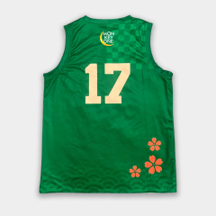 Custom Basketball Uniform Sets – Sublimated Apricot & Green Basketball Jerseys