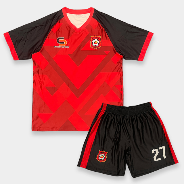 Custom Red Print Soccer Jersey - Sublimated Soccer Uniform