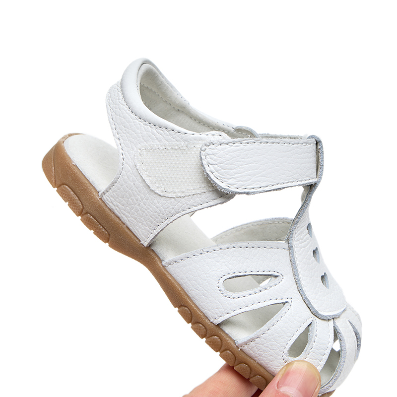 Toddler Girls Genuine Leather Soft Closed Toe Flat Shoes Summer Sandals