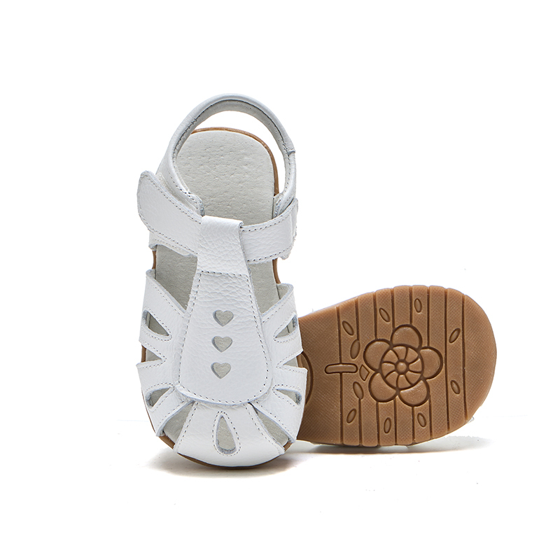 Toddler Girls Genuine Leather Soft Closed Toe Flat Shoes Summer Sandals
