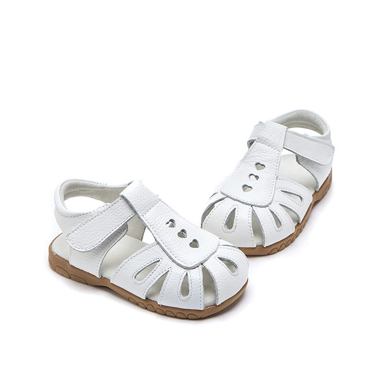 Toddler Girls Genuine Leather Soft Closed Toe Flat Shoes Summer Sandals