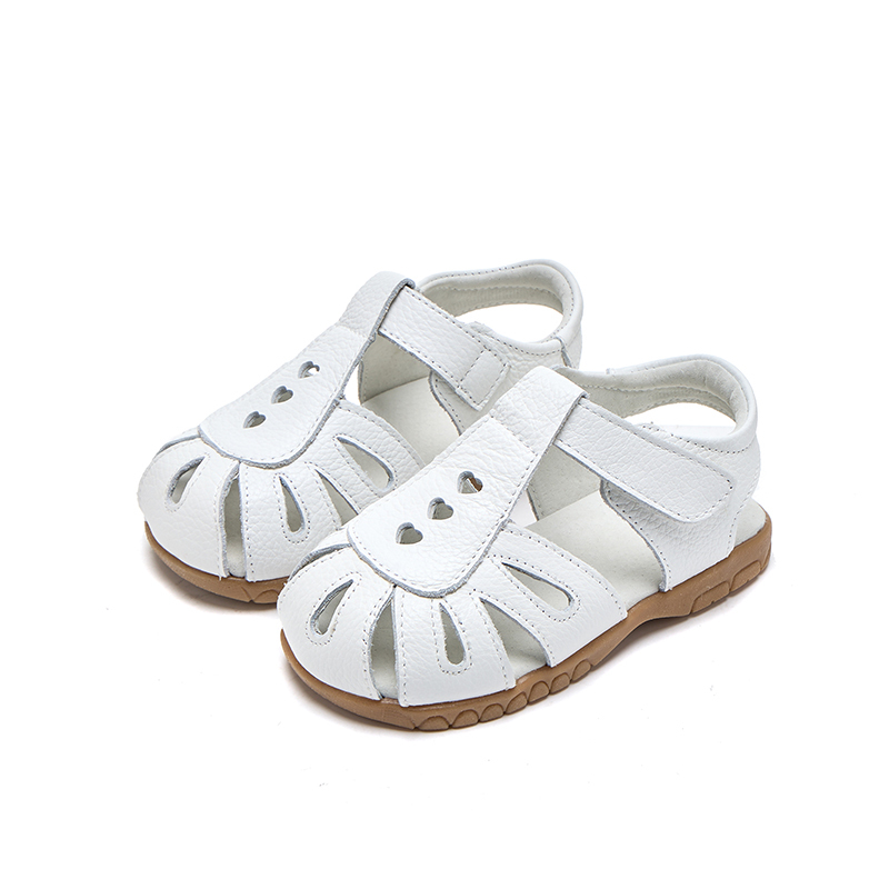 Toddler Girls Genuine Leather Soft Closed Toe Flat Shoes Summer Sandals