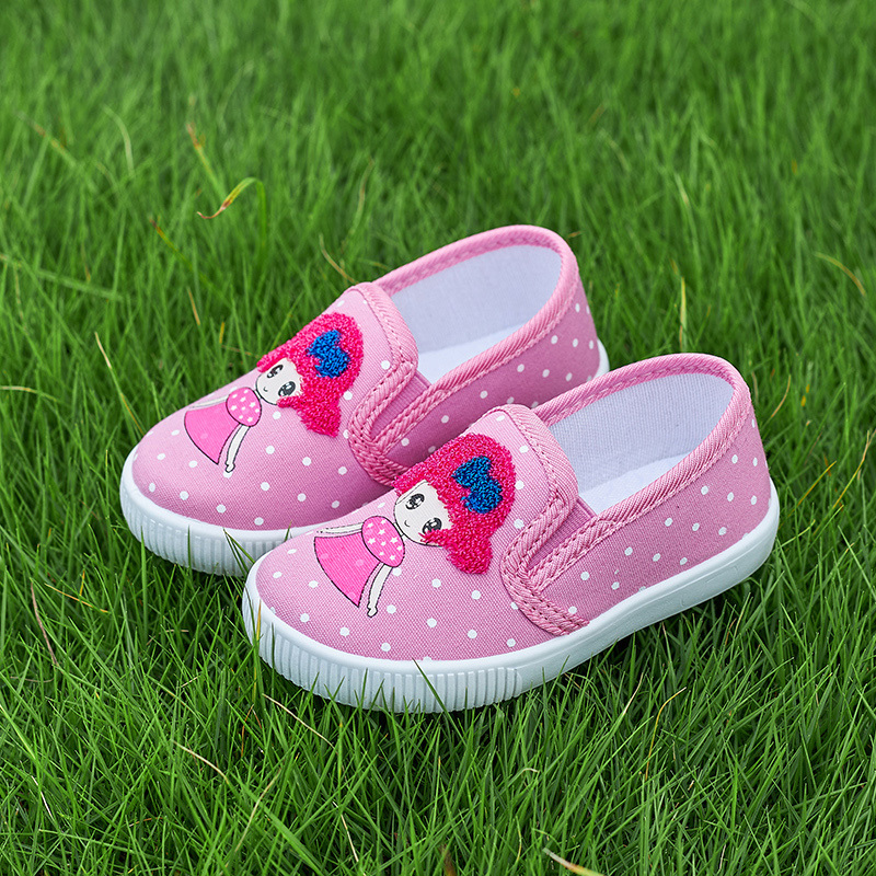 little girl canvas shoes slip-on kid flat shoes for spring&autumn